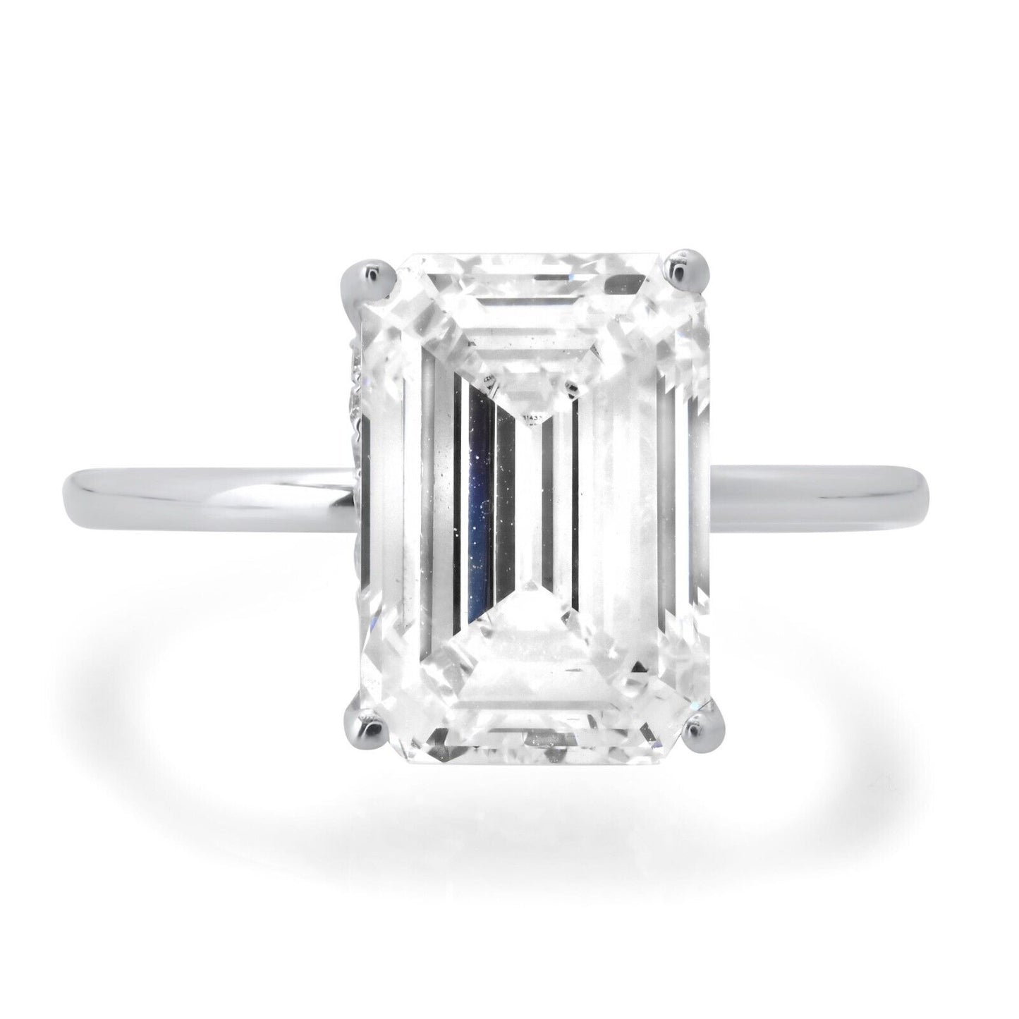 Certified Lab Grown 4.32 CTW Emerald Cut Diamond Engagement Ring