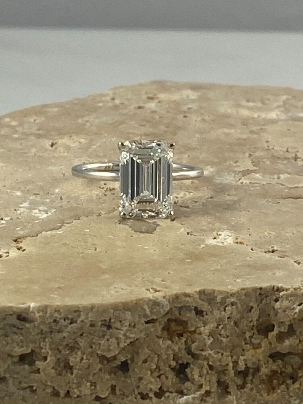 Certified Lab Grown 4.32 CTW Emerald Cut Diamond Engagement Ring