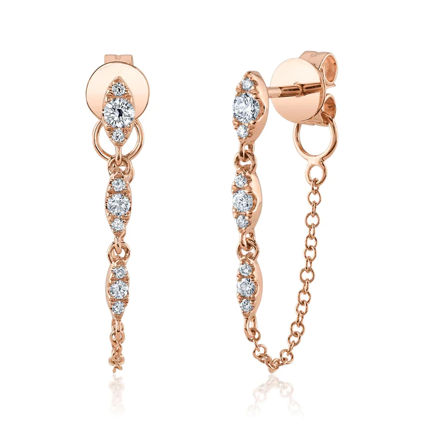 14K Gold Diamond Chain Earrings