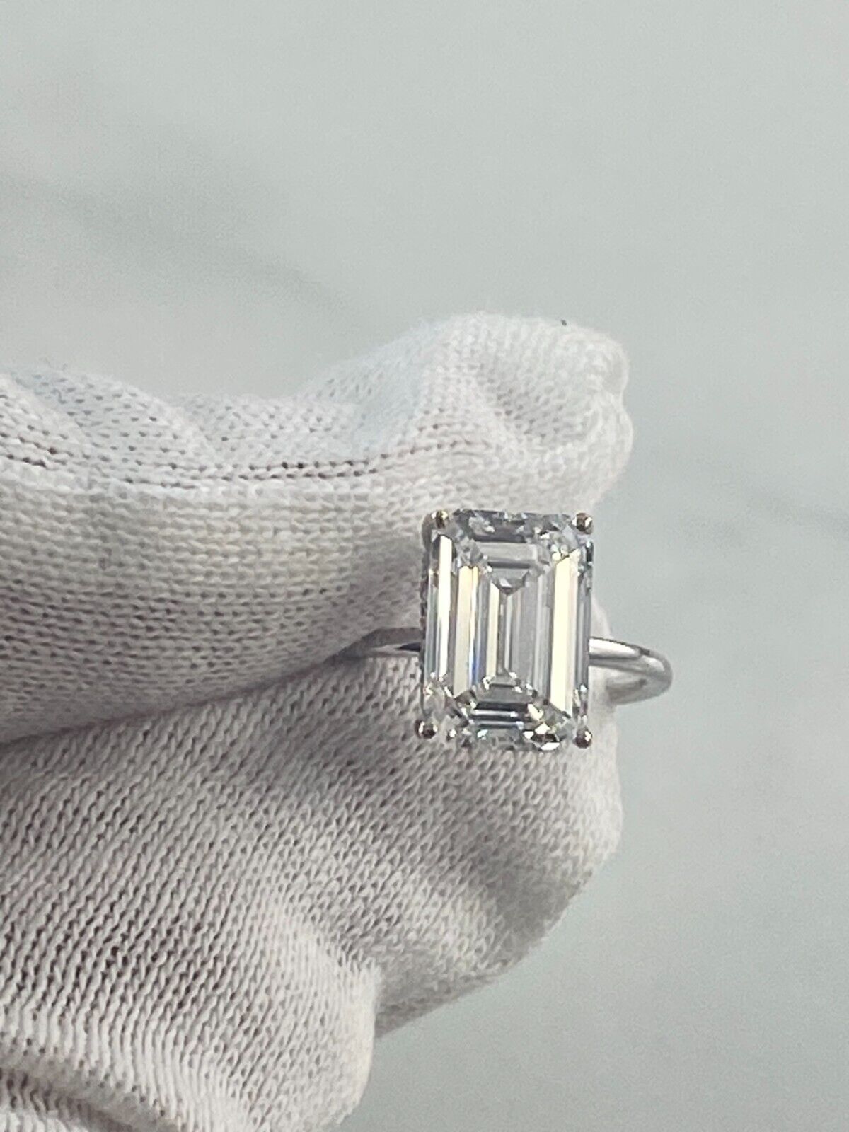 Certified Lab Grown 4.32 CTW Emerald Cut Diamond Engagement Ring