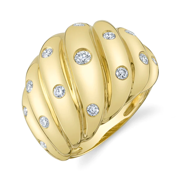 14K Gold Diamond Wide Cocktail Ring