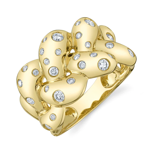 14K Gold Diamond Braided Ring