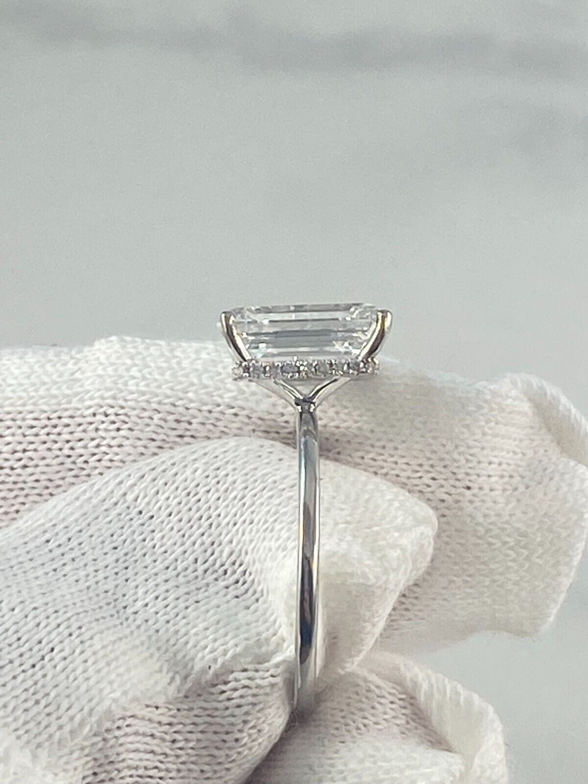 Certified Lab Grown 4.32 CTW Emerald Cut Diamond Engagement Ring