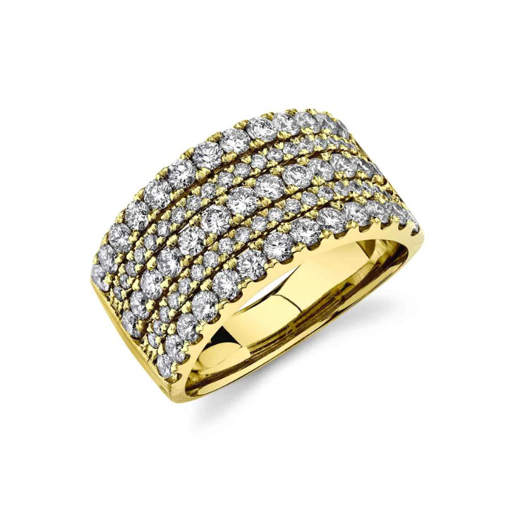 14K Gold 1.80 CT 5-Row Diamond Cocktail Ring