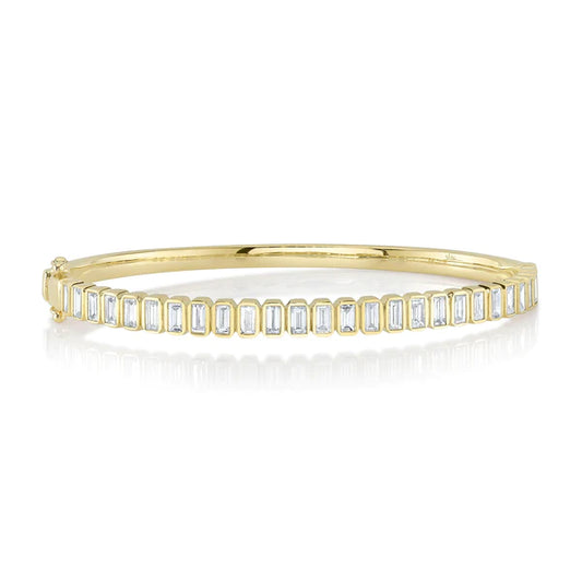 14K Gold 2.00 CT Diamond Baguette Bangle Bracelet