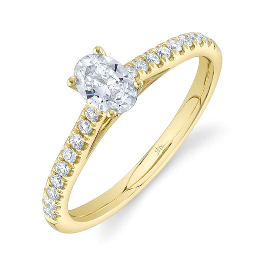 14K Gold Oval Cut Diamond Engagement Ring