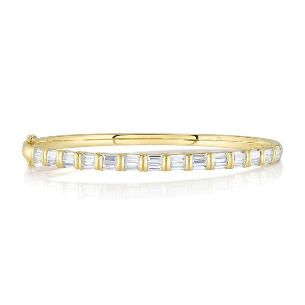 14K Yellow Gold Baguette Tennis Bangle