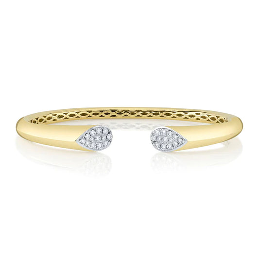 14K Gold Diamond Open Bangle