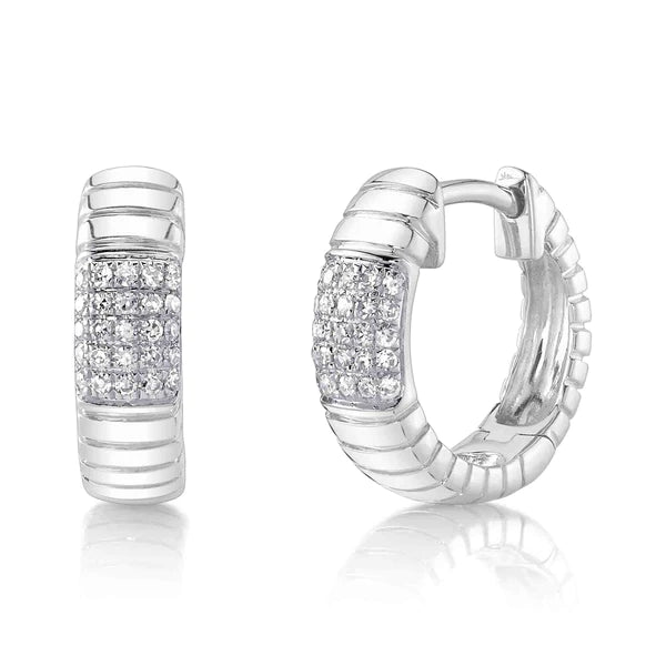 14K Gold Diamond Huggie Earrings