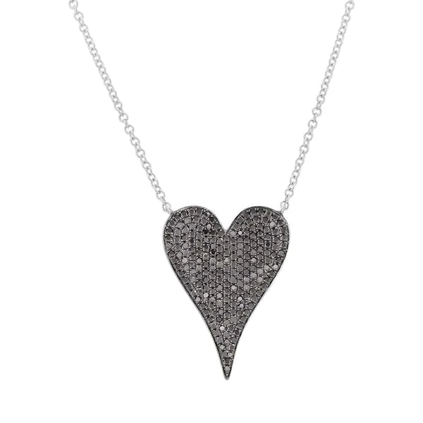 14K Gold 0.43 CT Black Diamond Heart Necklace
