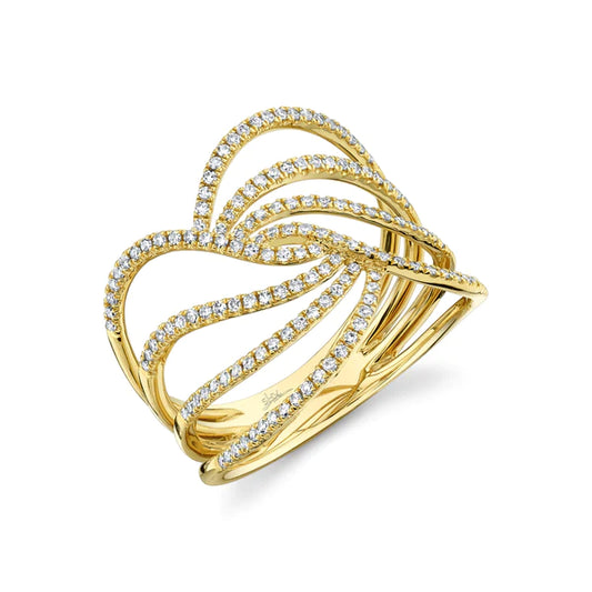 14K Gold Diamond Cocktail Wide Ring