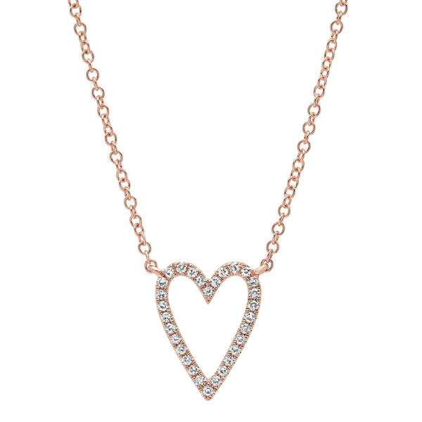 14K Gold Heart Diamond Pendant Necklace