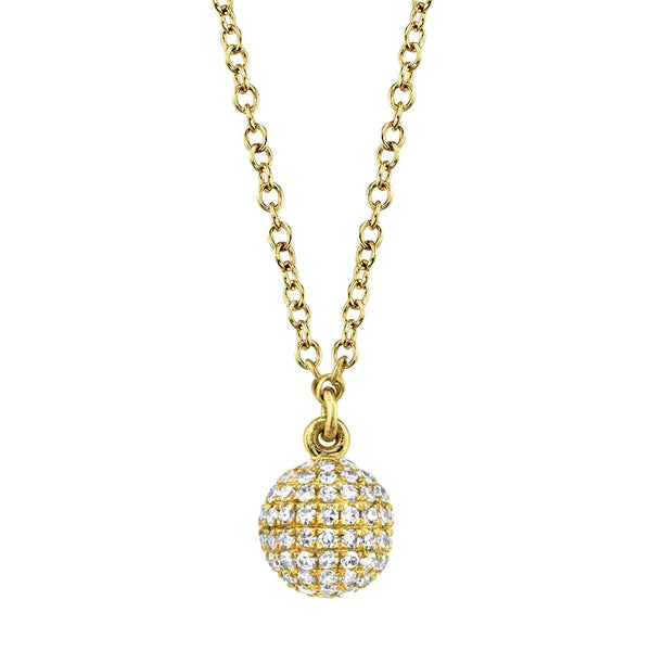 14K Gold 0.19CT Diamond Ball Necklace