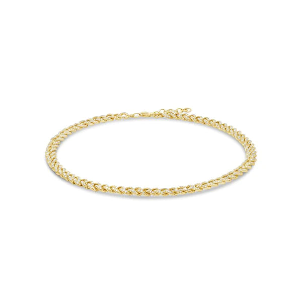 14K Gold Diamond Pave Chain Link Anklet