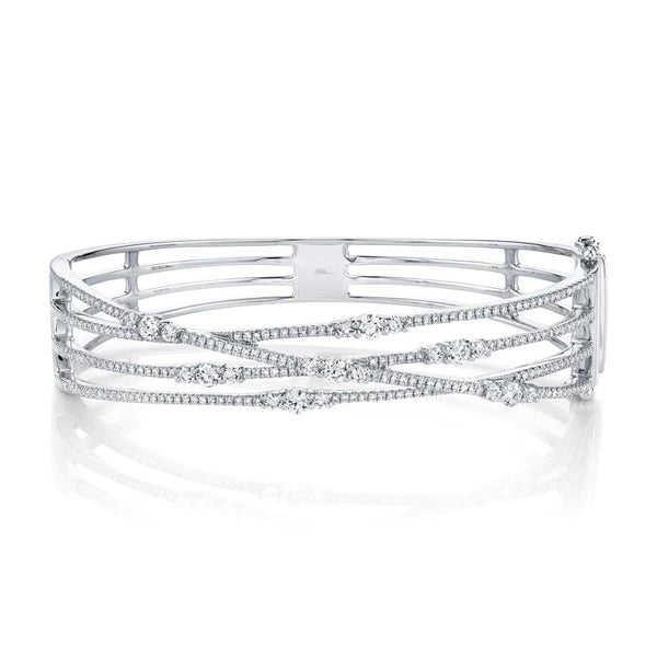 14K Diamond Bridge Crossover X Bangle Bracelet