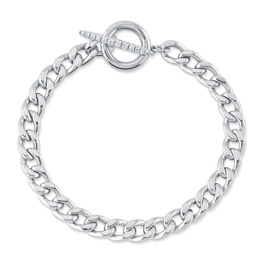 14K Gold 0.17 CT Diamond Link Bracelet