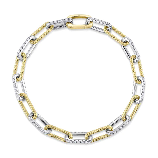 14k Gold Diamond Paperclip Link Bracelet