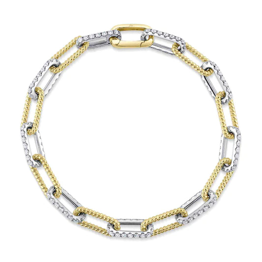 14k Gold Diamond Paperclip Link Bracelet