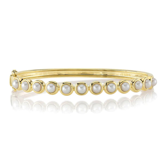 14K Gold Pearl Bangle