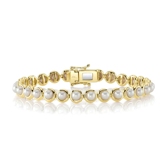 14K Gold Cultured Pearl Tennis Bracelet