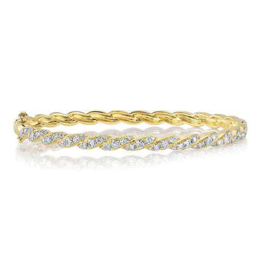 14K Gold 1.60 CT Diamond Bangle Bracelet