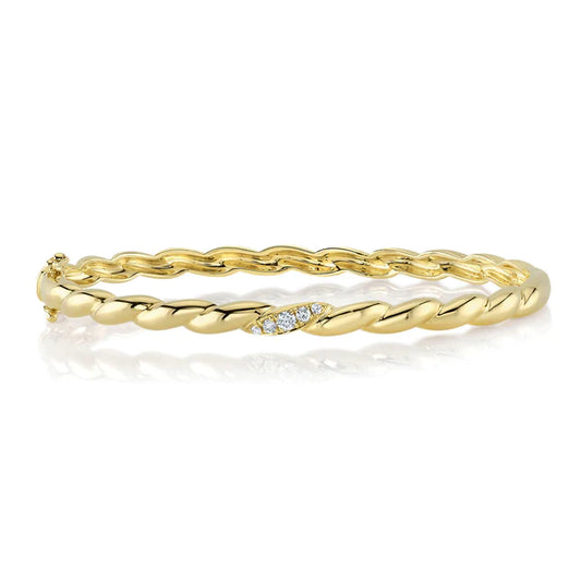 14K Gold 0.12 CT Diamond Bangle Bracelet