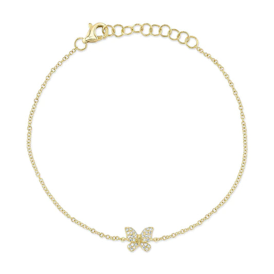 14K Gold Diamond Butterfly Bracelet