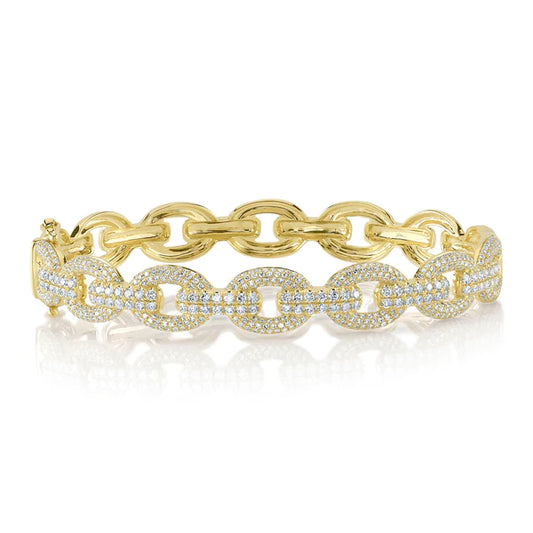 14K Gold Diamond Link Bangle