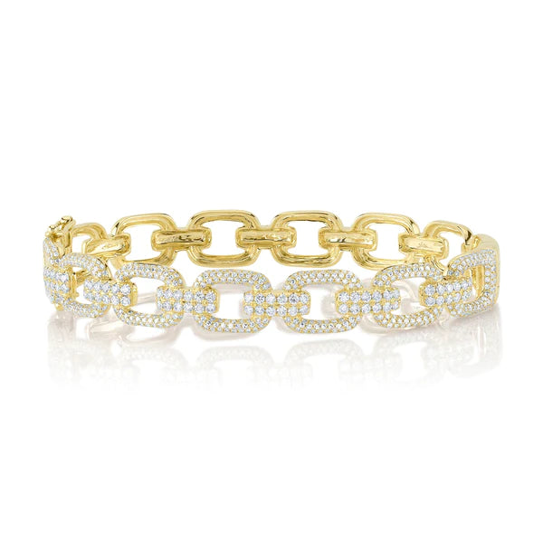 14K Gold Diamond Link Bangle