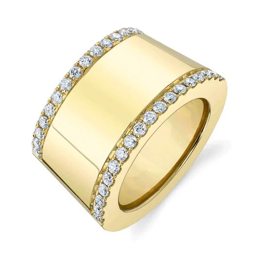 14K Gold Wide Diamond Ring