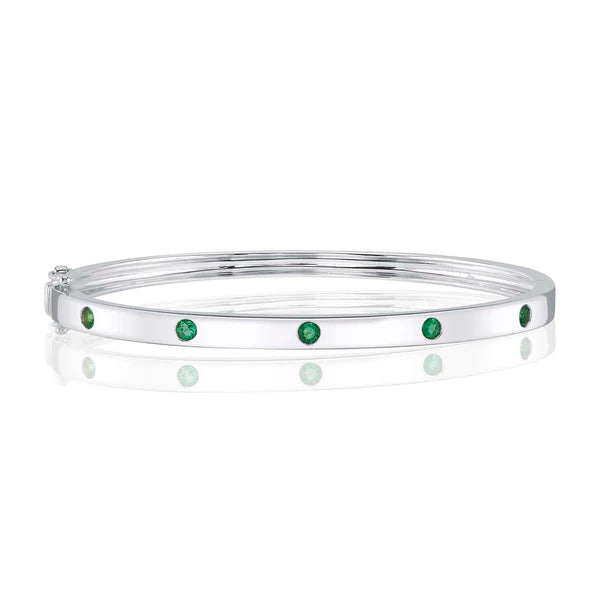 14K Gold Emerald Bangle Bracelet