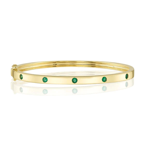 14K Gold Emerald Bangle Bracelet