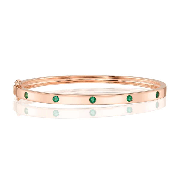 14K Gold Emerald Bangle Bracelet