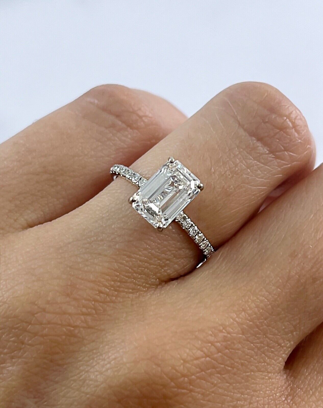 2.00 CT Lab Grown Emerald Cut Diamond Engagement Ring