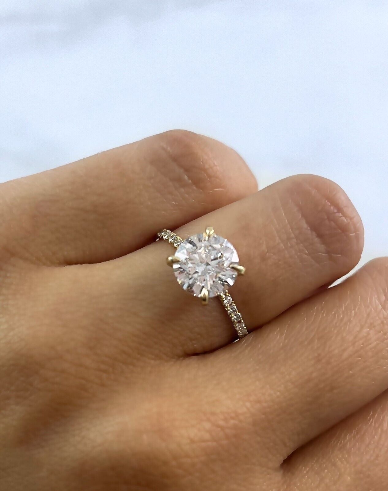 2.00 CT 14K Yellow Gold Lab Grown Round Diamond Engagement Ring