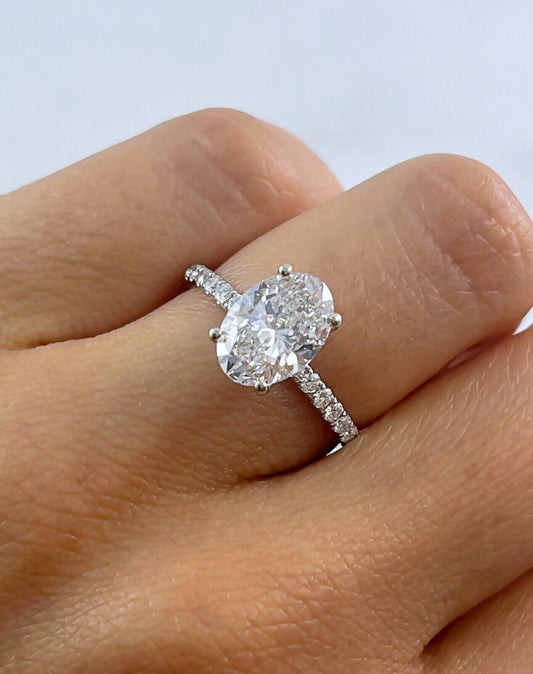 2.01 CT Lab Grown Oval Engagement Ring