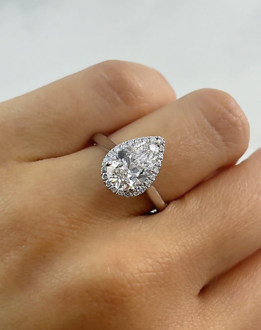 2.19 CT Lab Grown Pear Diamond Engagement Ring