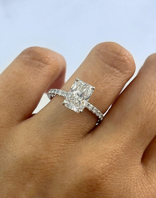 2.51 TCW 14K White Gold Lab Grown Radiant Diamond Engagement Ring