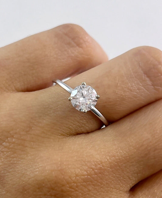 1.06 CT 14K White Gold Lab Grown Round Diamond Engagement Ring