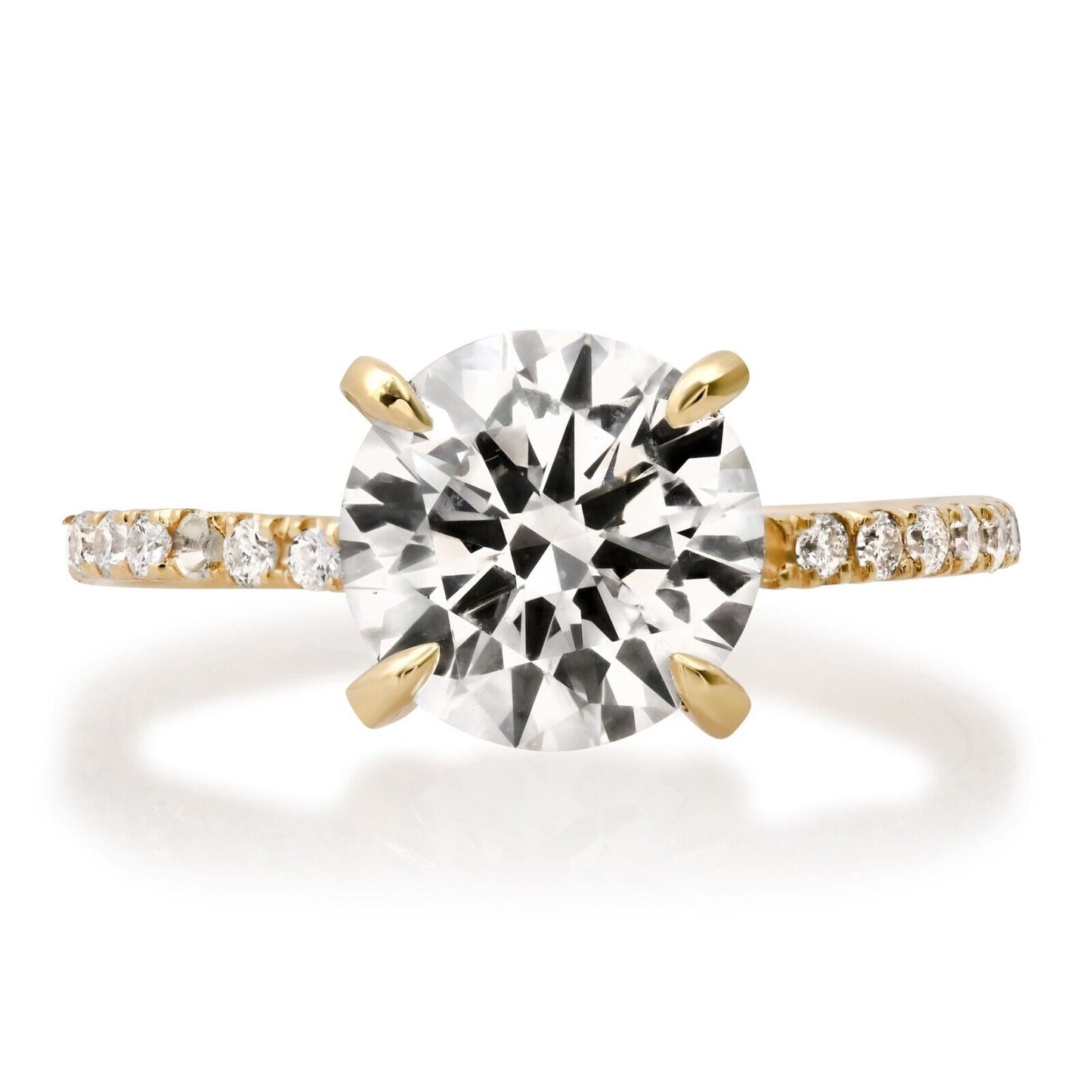 2.00 CT 14K Yellow Gold Lab Grown Round Diamond Engagement Ring