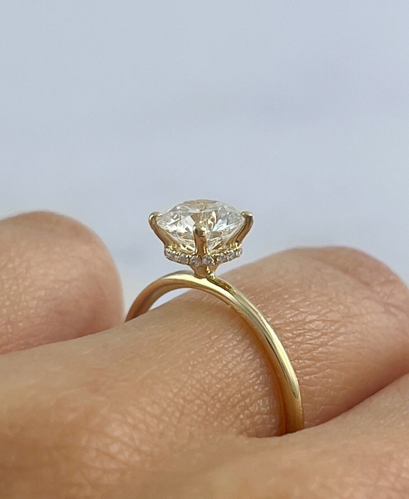 1.11 CT 14K Yellow Gold Lab Grown Round Diamond Engagement Ring