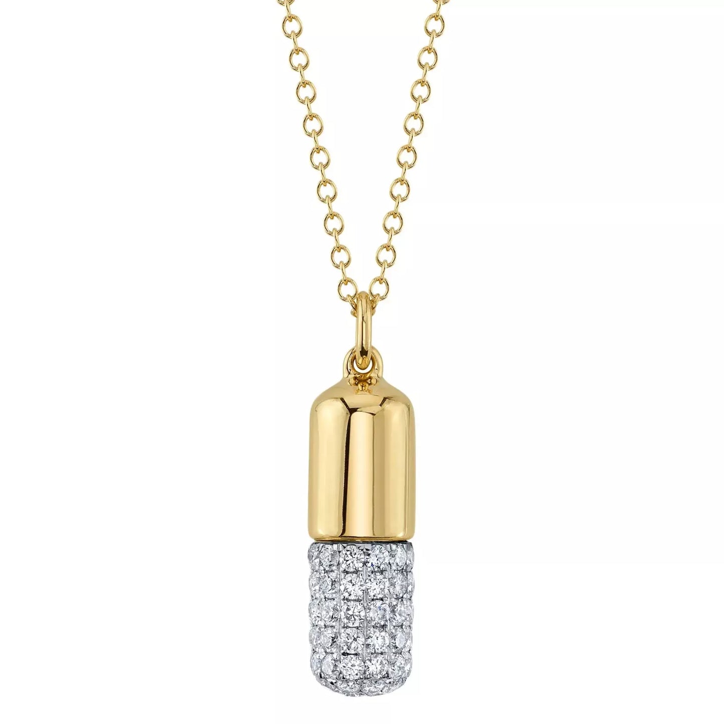 14K Gold Diamond Pill Necklace 0.69 TCW