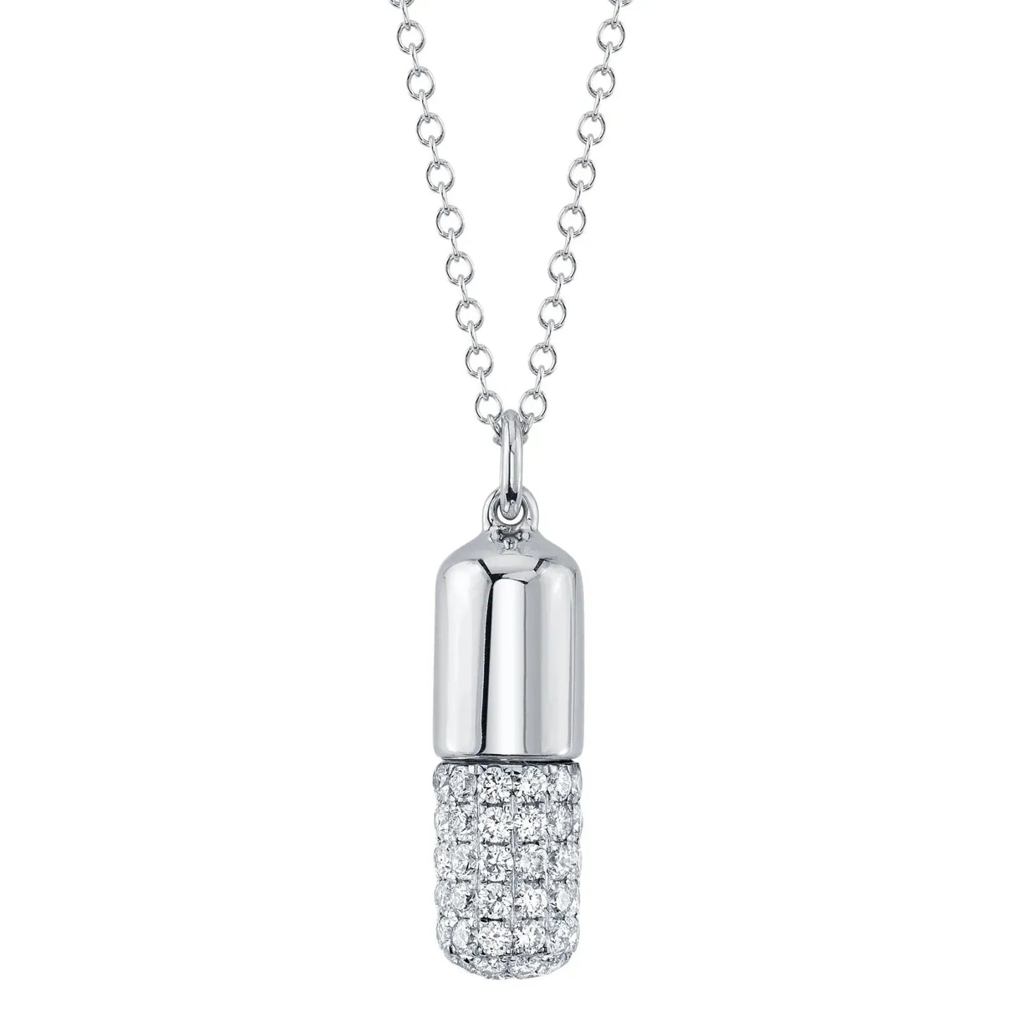 14K Gold Diamond Pill Necklace 0.69 TCW