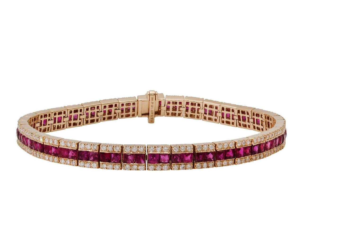 Ruby Diamond Art Deco Bracelet 14K Yellow Gold