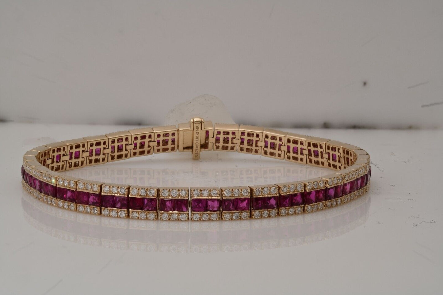 Ruby Diamond Art Deco Bracelet 14K Yellow Gold