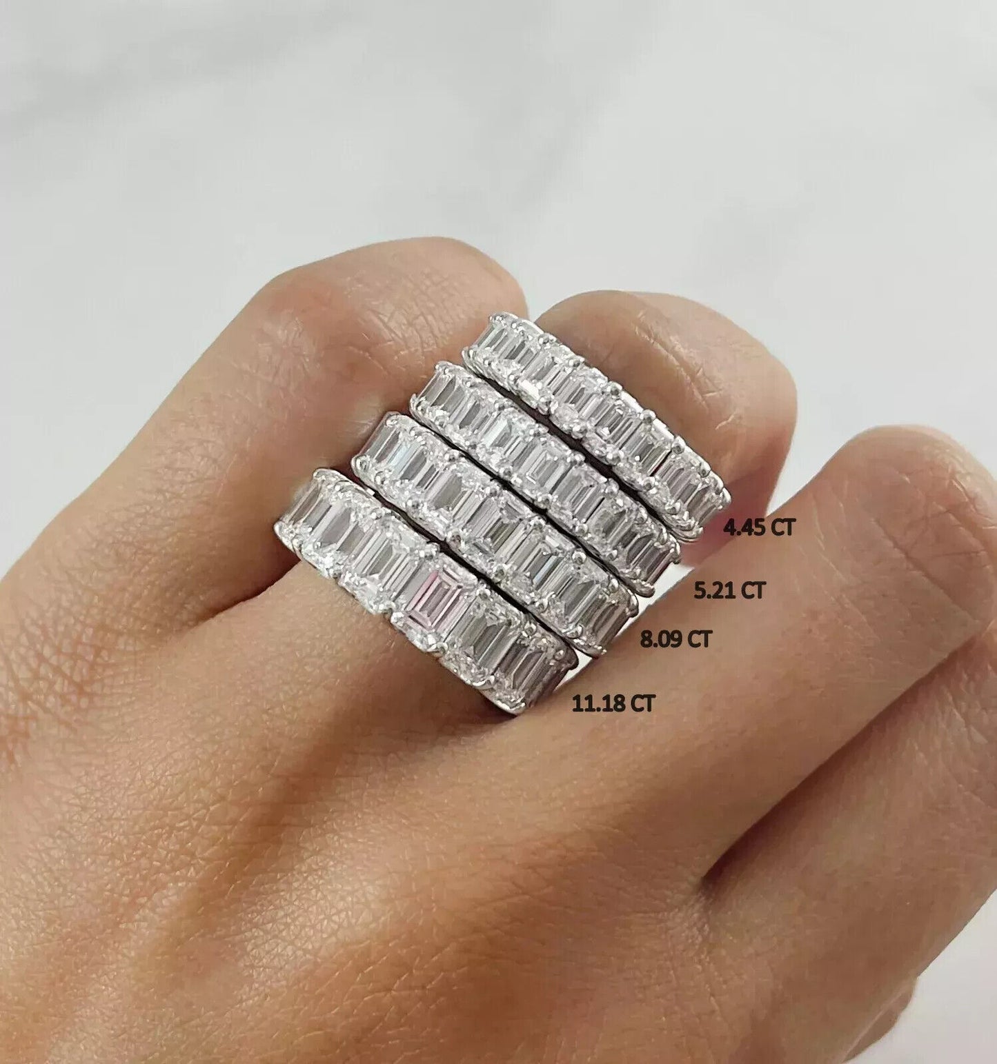 8.09 CT Certified Lab Grown Emerald Cut Diamond Eternity Ring