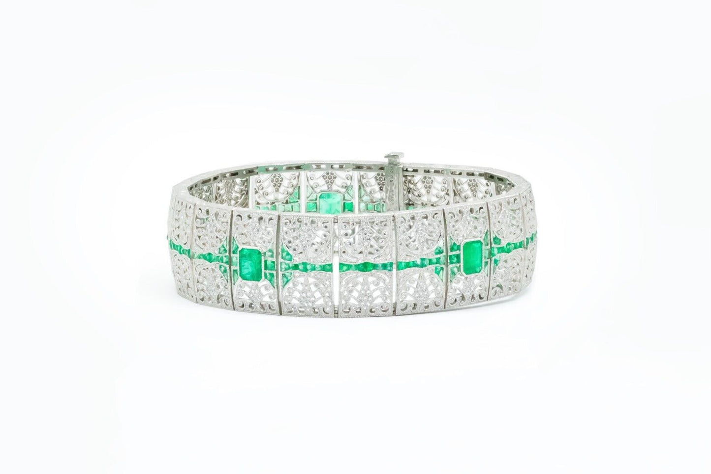 Art Deco Emerald And Diamond Bracelet Natural 8.14 TCW