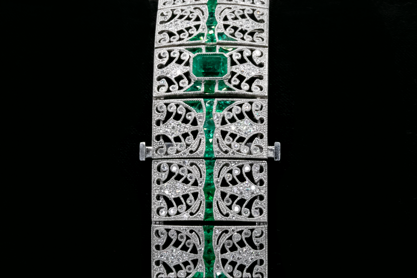 Art Deco Emerald And Diamond Bracelet Natural 8.14 TCW