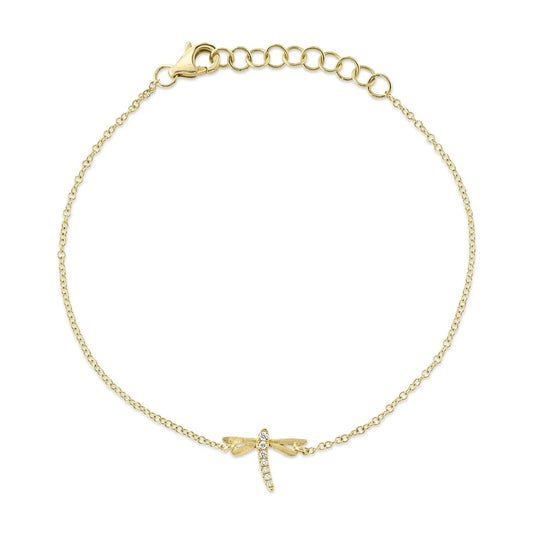 14K Gold Diamond Dragonfly Bracelet