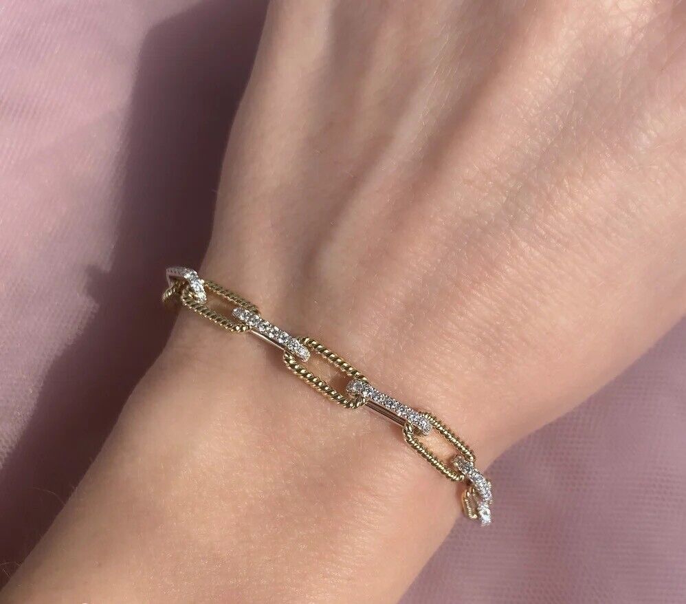 14k Gold Diamond Paperclip Link Bracelet